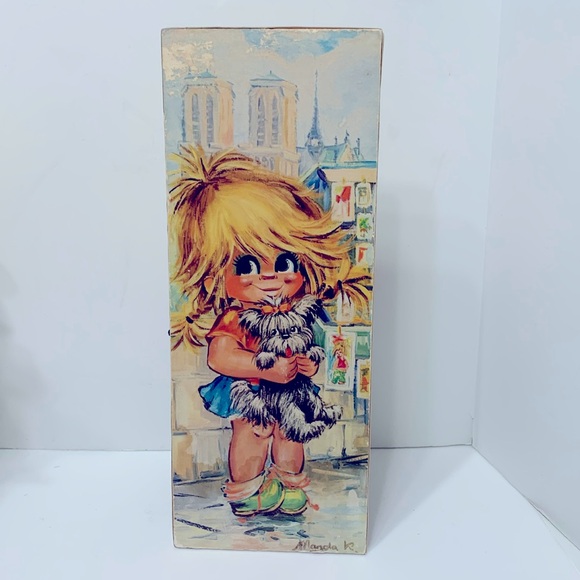 Manda K. Big eyes girl with puppy - Picture 1 of 16